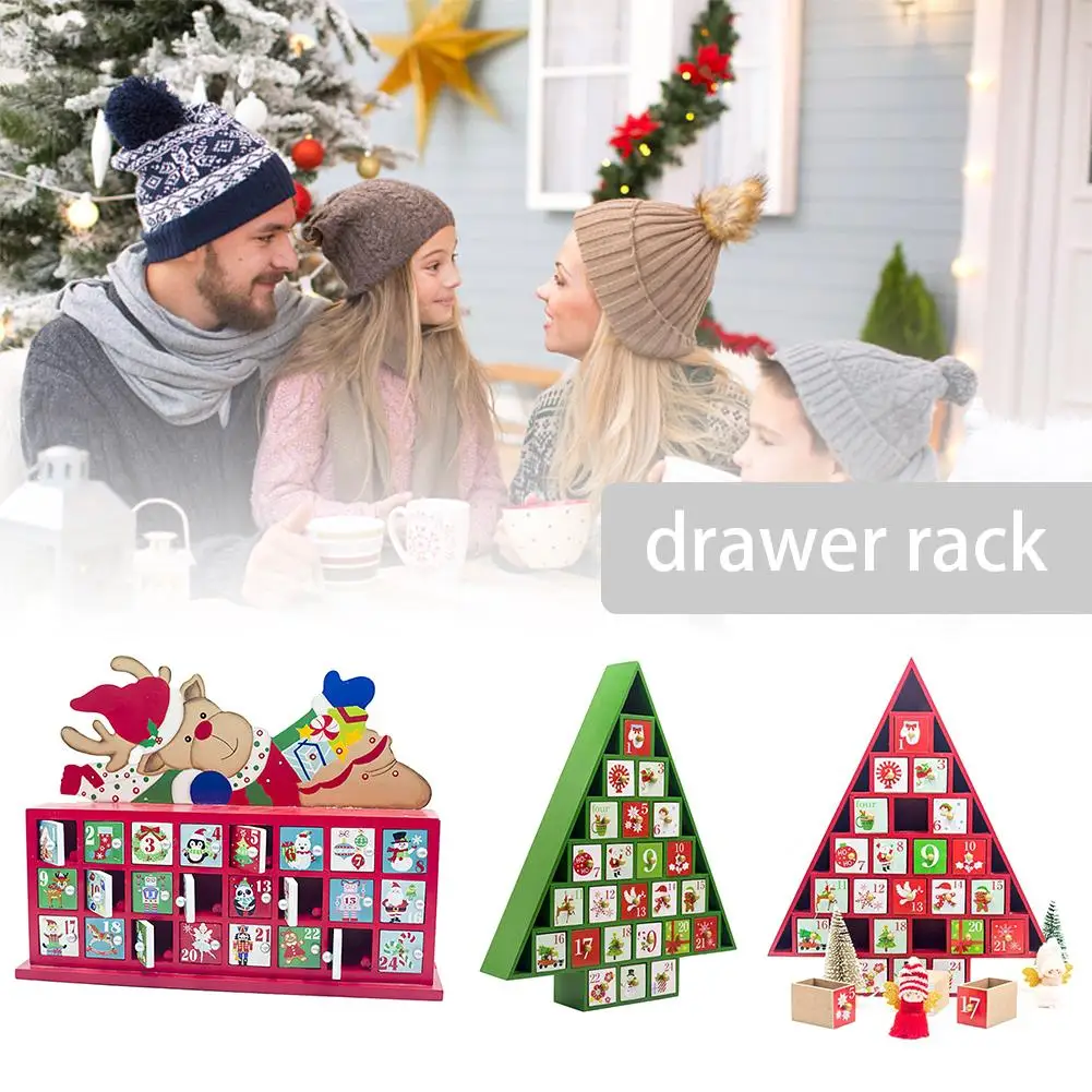 Деревянный Рождественский календарь обратного отсчета окрашенная елка