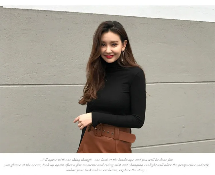 Женский зимний сексуальный тонкий вязаный пуловер с высоким воротником женская