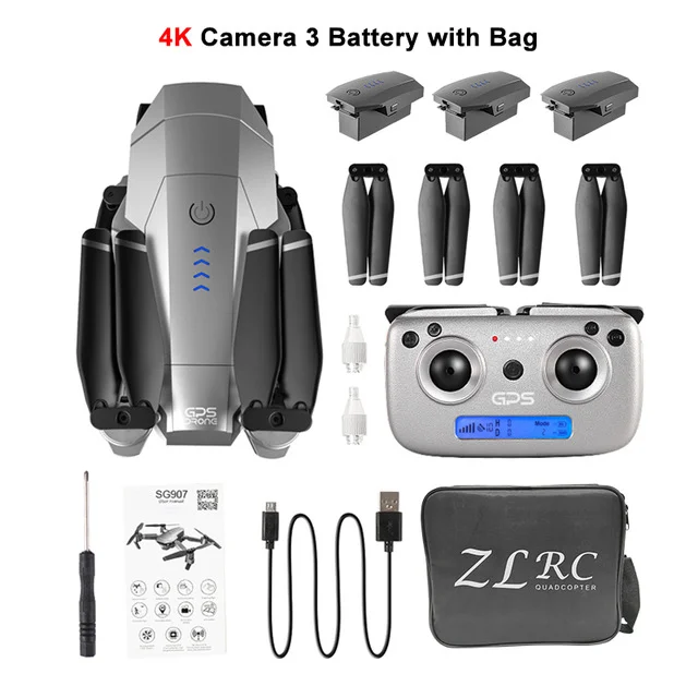 SG907 4K 3B CB LAUMOX SG907 gps Дрон с камерой 4K HD широкоугольный 5G wifi FPV RC Дрон Квадрокоптер складной Профессиональный Дрон режим следования за мной - Цвет: SG907 4K 3B CB