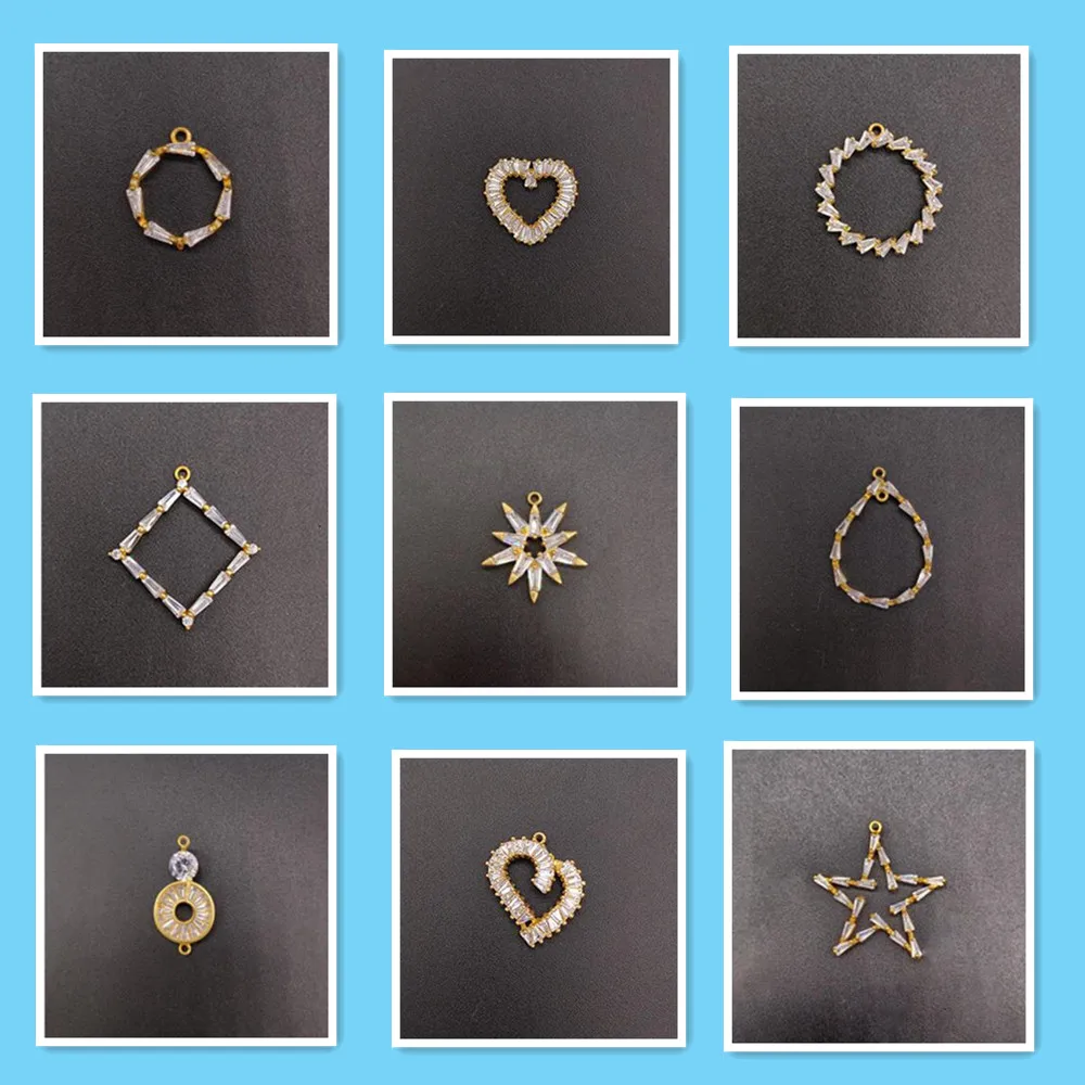 Zircon Charms for Jewelry Making Flower Circle Charms Pendant 100pcs Geometric DIY Earrings finding Crystal Charm Accessories