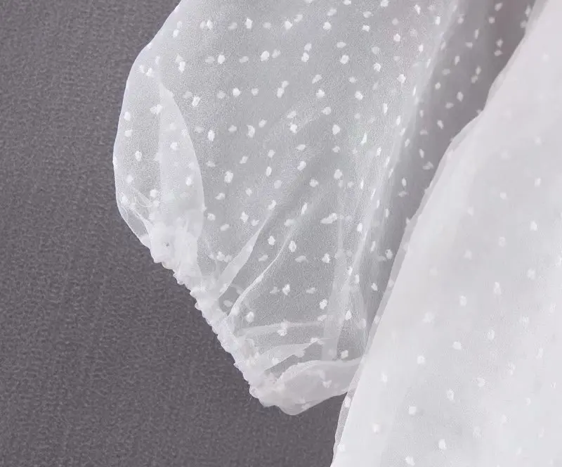 Женская элегантная белая блузка с отложным воротником прозрачные длинные