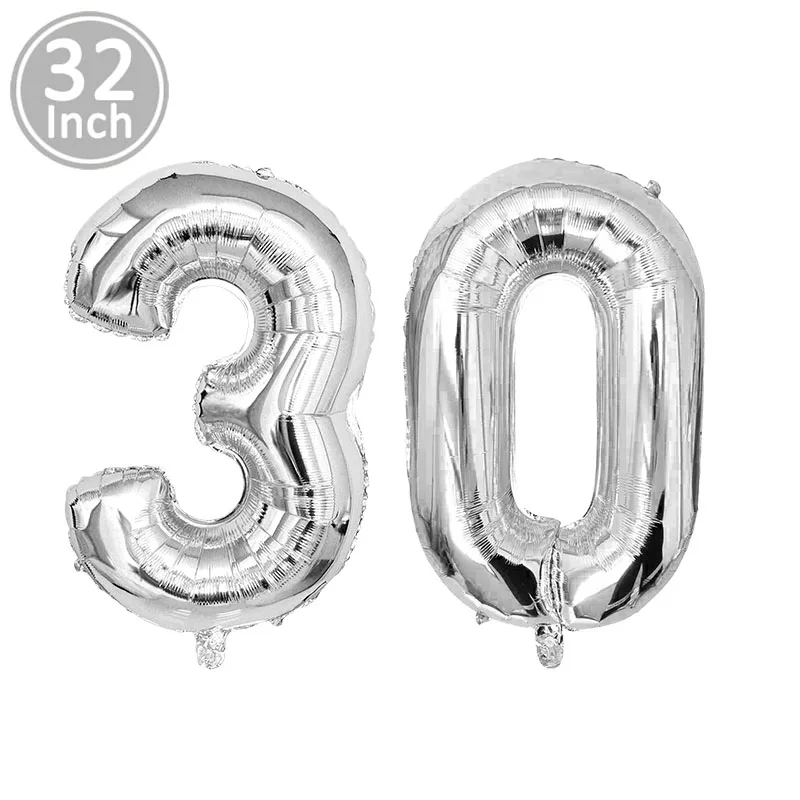 silver 32inch 30 Lincaier 32 дюйма 62 см 30 день рождения воздушные шары счастливые 30 лет вечерние украшения для мужчин и женщин - Цвет: silver 32inch 30