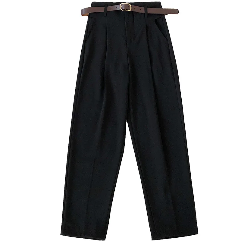 

high waist ankle length women pants 2020 new solid all match straight office lady elegant pants top quality