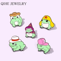 funny frog enamel pin custom hat frog brooch lapel badge bag cartoon animal hat jewelry gift for friends wholesale