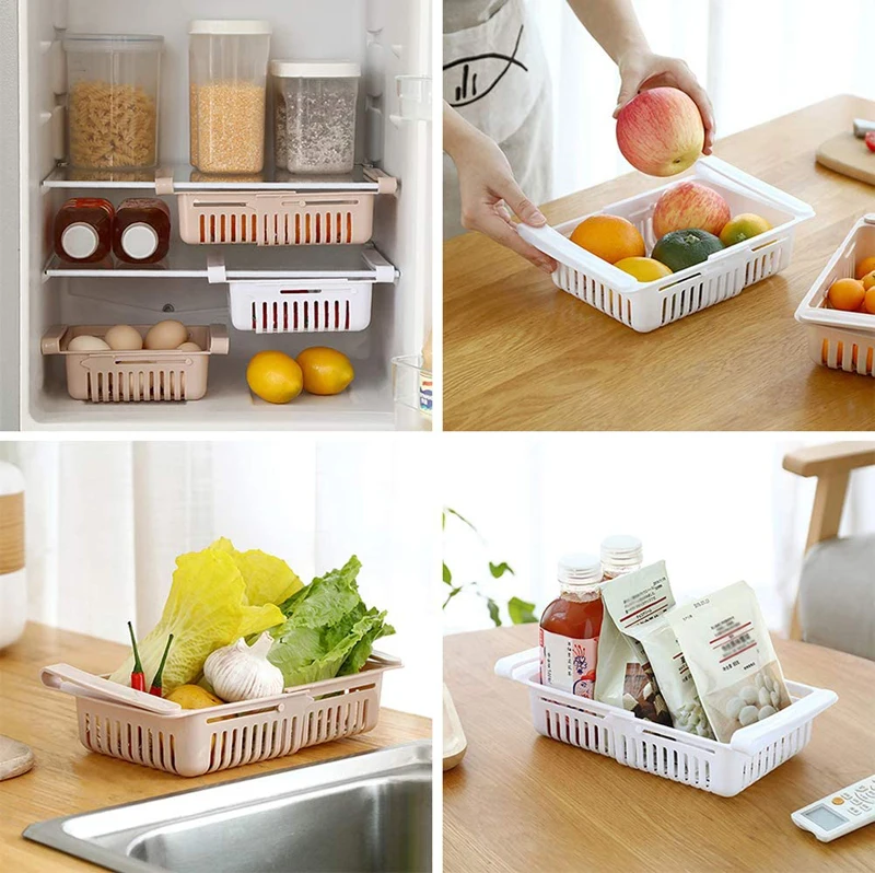 Fridge Organizer Storage Rack Freezer Shelf Pull-out Refrigerator Box Food Preservation Partition Container | Дом и сад