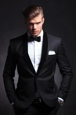 

Popular Classic Black Wedding Groom Suits Men Costume Homme Business Slim Fit Male Suits Blazers Luxury 2 Pieces(Jacket+pants)