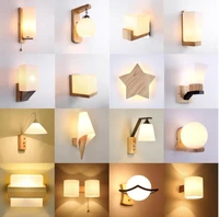 nordic solid wood led wall lamp lustre glass living room led wall light fixtures bedroom led wall lights corrdior wall sconce