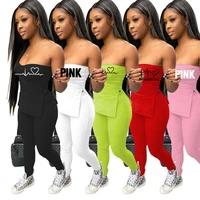 knit 2 piece sets womens outfits casual sexy loungewear tube top and pant suits wholesale items 2021 party outfit matching sets