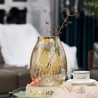 creative light luxury ice flower vase decoration home decoration large transparent glazed light vase office decoration