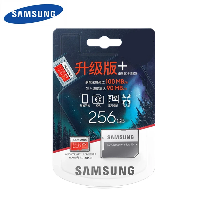 

SAMSUNG EVO+ Micro SD 64G SDHC 90mb/s Grade Class10 Memory Card C10 UHS-I TF/SD Cards Trans Flash SDXC 512GB 128GB for shipping