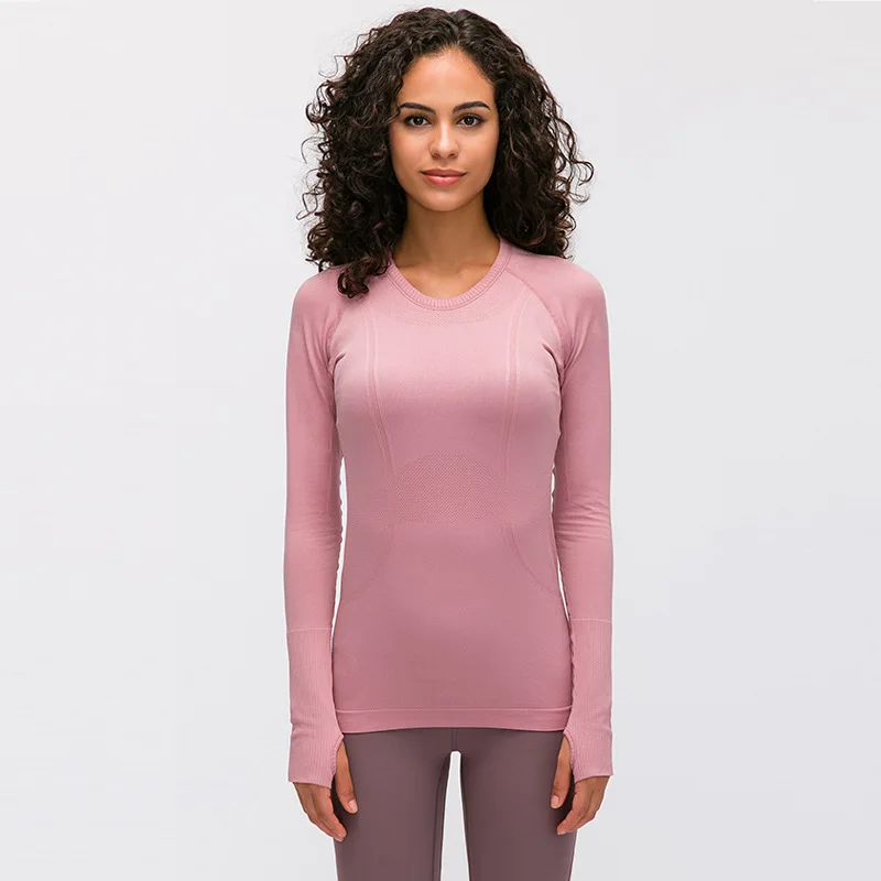 

Women Long Sleeve Crewneck Sports T-shirt Running Fitness Jacket Slim Breathable Yoga Long Sleeve t shits tshirt