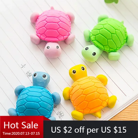 20 PCs Realistic Little Turtle Simulation Eraser Animal Rubber Fun Rubber Creative Stationery Alteration Supplies