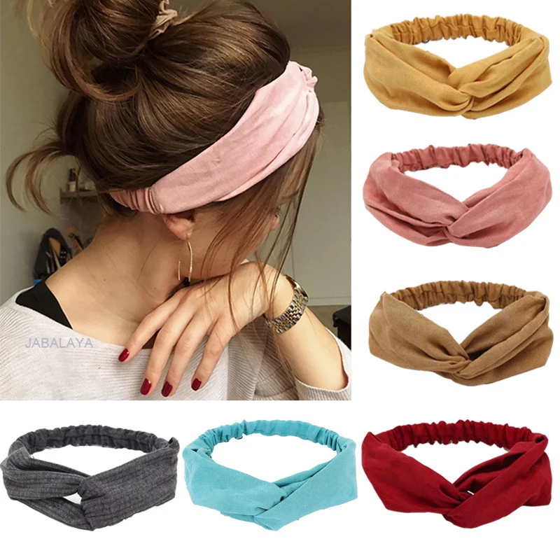 

Women Cross Top Headband Knot Elastic Hair Bands Soft Solid Color Girls Hairband Hair Accessories Twisted Knotted Headwrap