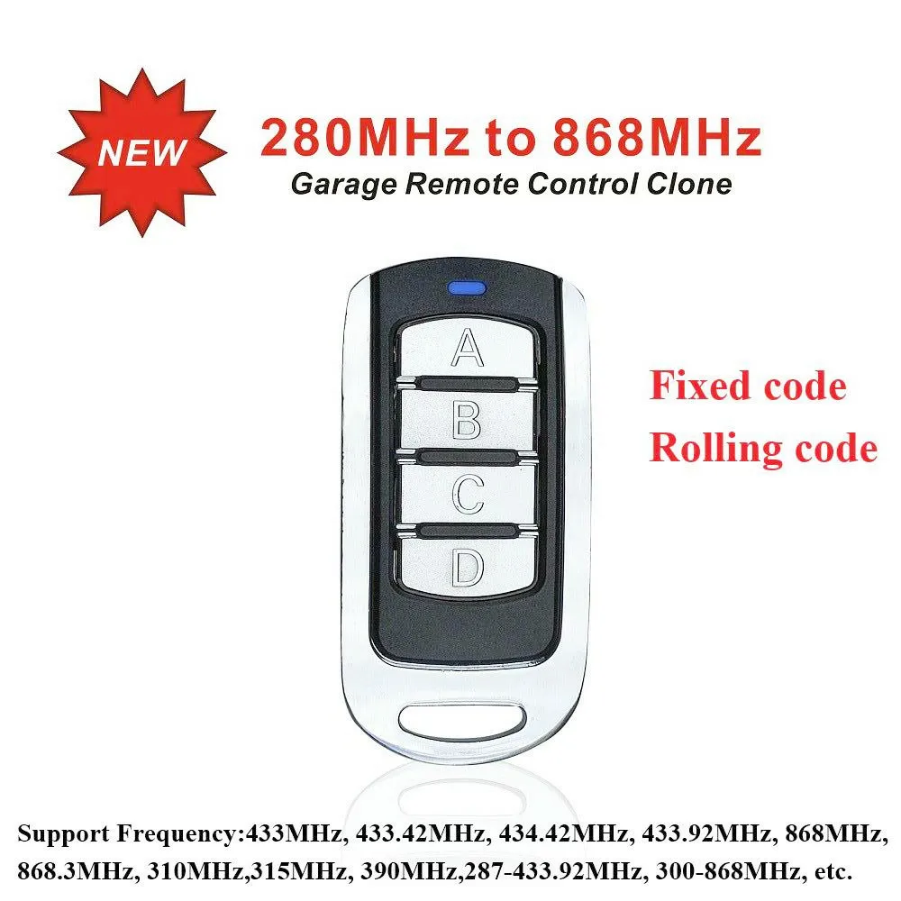 

Garage Door Remote Control 433.92MHz Gate Control Rolling Code 287-868MHz Remote Control Duplicator Clone Garage Command Opener