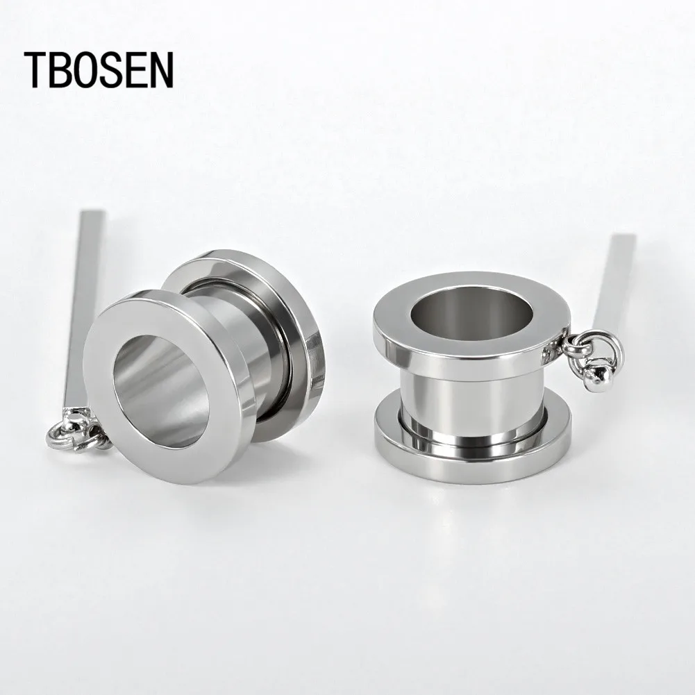 

TBOSEN ear piercing screw tunnels dangle earring plugs expanders body jewelry stainless steel fashion ear gauge pair jewelry 00g