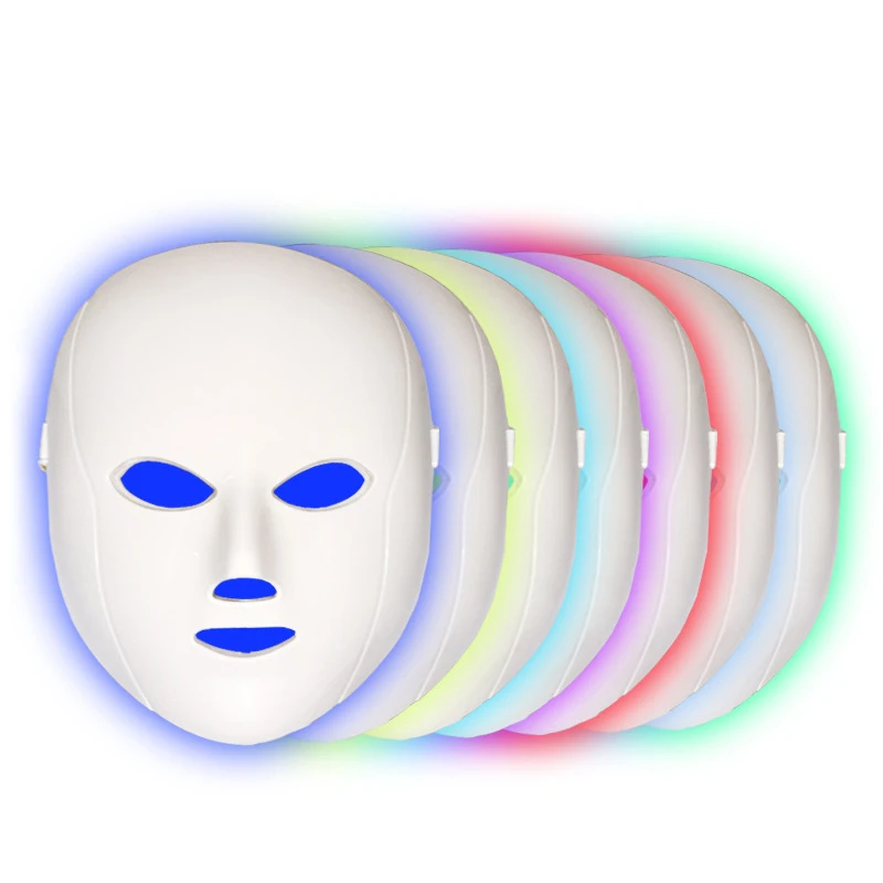 

7 цветов светодиодный маска для лица с шеи омоложения кожи Уход за лицом лечение Красота против морщин, акне терапии инструмент для отбелива...