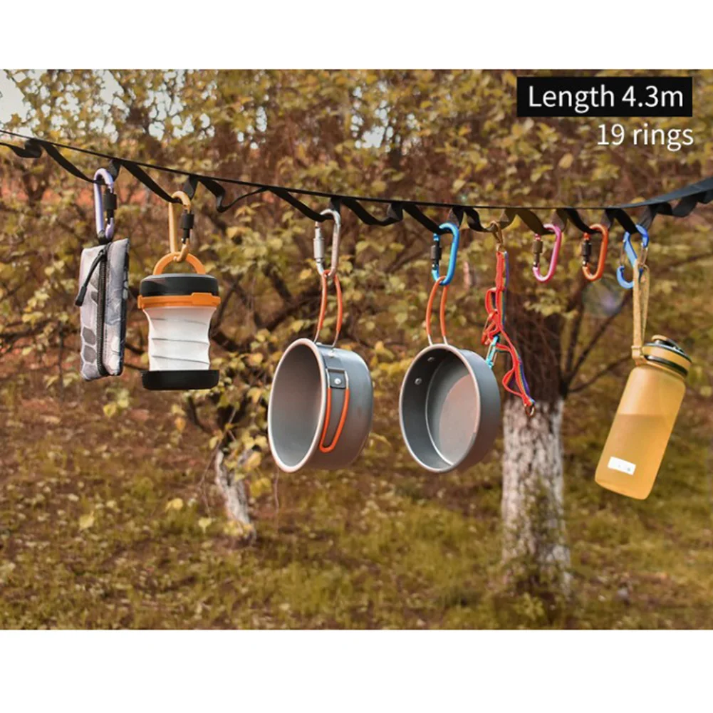 

4.3M Adjustable Clothesline PP Webbing For Travel Outdoor Camping Anti-skid Storage Portable Clothesline