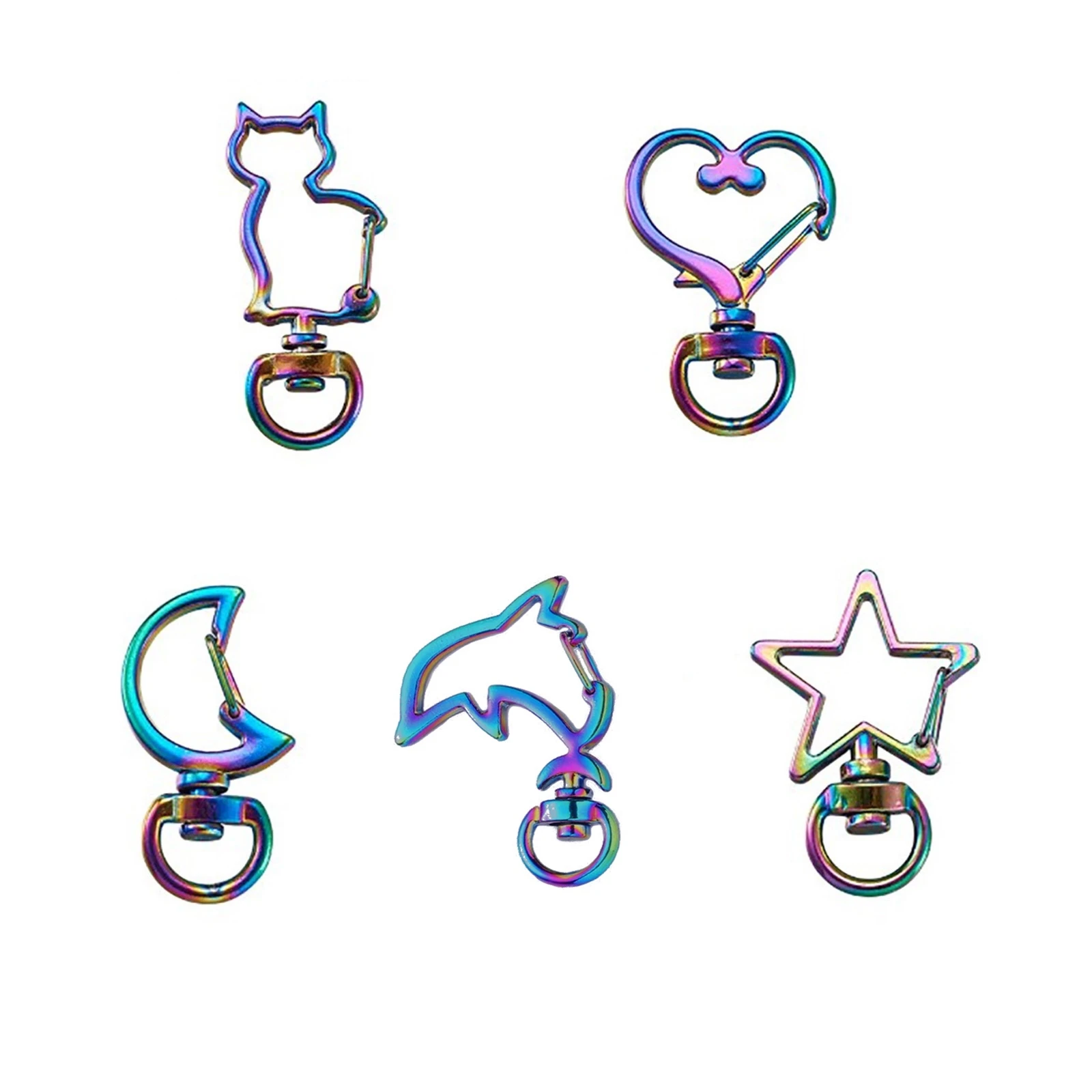 

10Pcs/lot DIY Rainbow Metal Keychain Swivel Lobster Clasp Snap Hook Jewelry Findings Classic Keyring Chain Clips Accessories