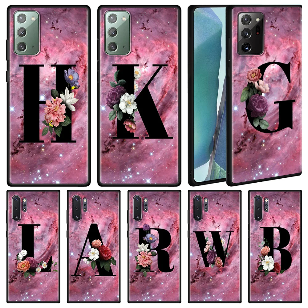 

Tpu Cover for Samsung Galaxy Note 20 Ultra 10 Plus 10Lite 9 8 M31 M31s M51 M30s Shockproof Soft Case Letter A B Flowers Pink