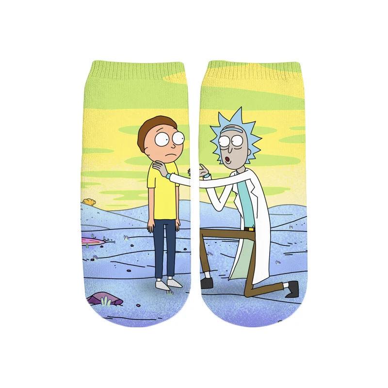 PLstar Cosmos/Новинка года; милые короткие носки с 3D принтом с героями мультфильмов Rick and Morty для мужчин и женщин; корейские носки в стиле Харадзюку; WZ888
