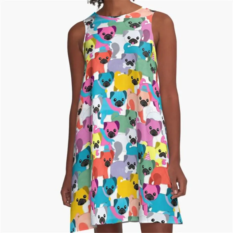 

Fashion Women summer dresses Colorful Comic Book Printed A-Line Boho Dress for women harajuku Sexy ladies mini short beach dress