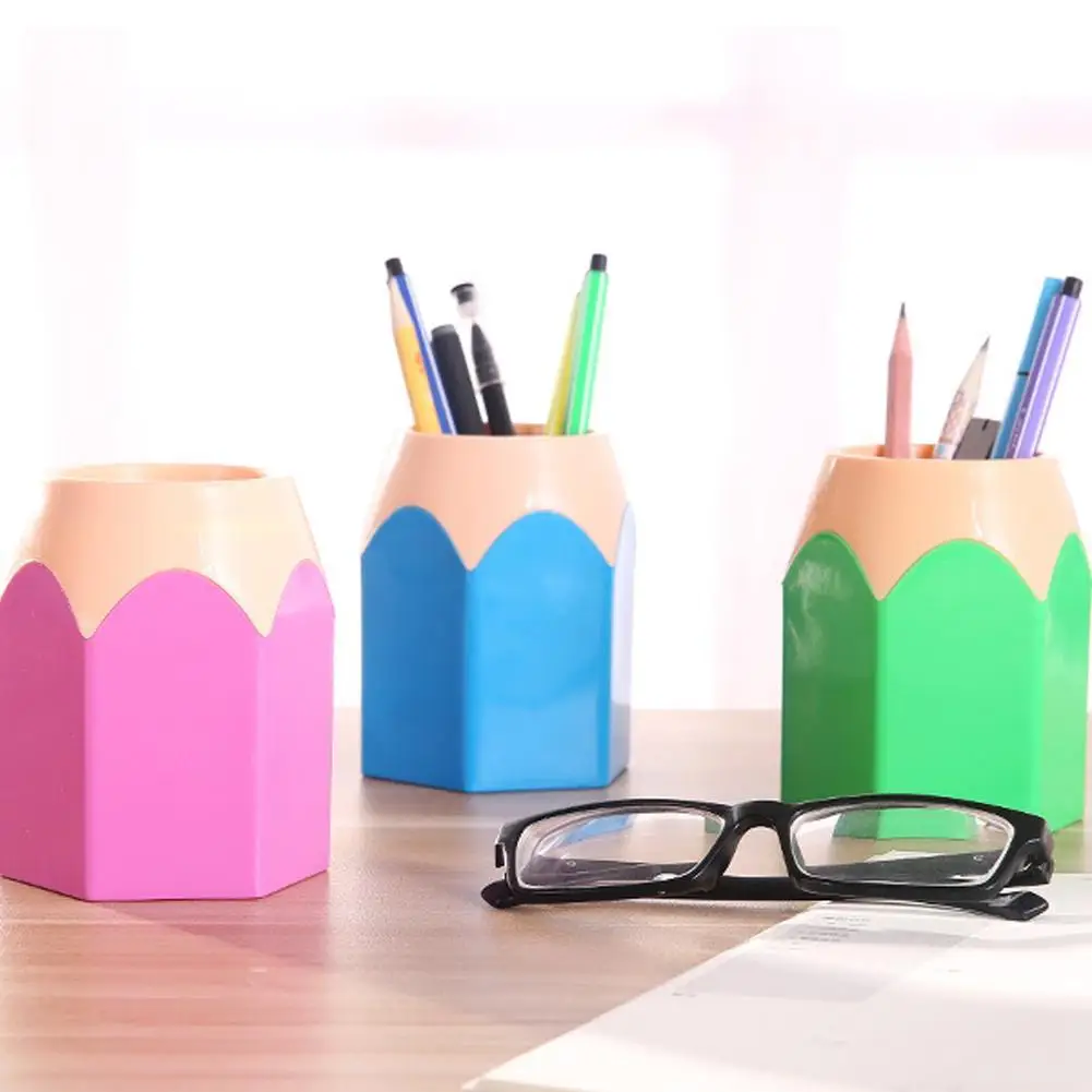 

Creative Pen Vase Pencil Pot Makeup Brush Holder Stationery Office Desk S9L1 Supplies Tidy Container T4M9