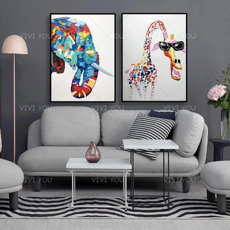 Лучший художественный красочный милый животный белый фон масляная живопись на