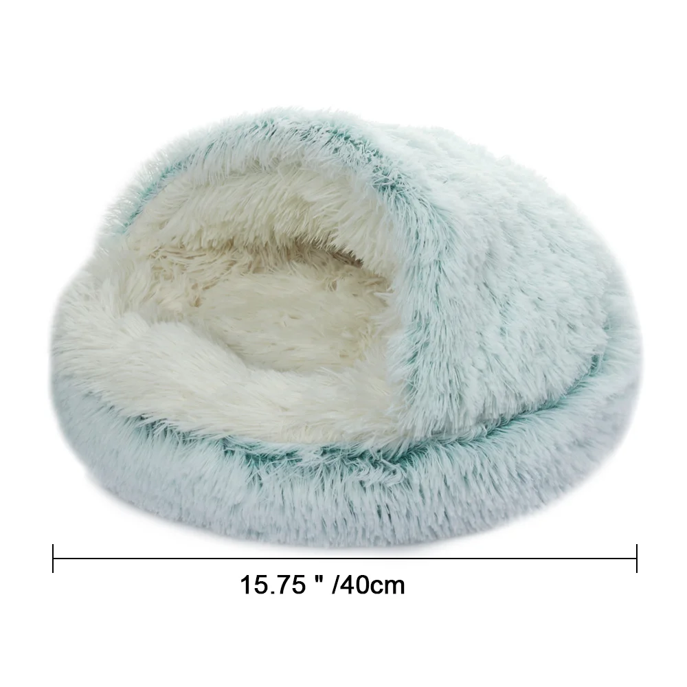 

40X40cm Pet Dog Cat Round Plush Bed Washable Semi-closed Cat Nest For Deep Sleep Comfort In Winter Cats Bed Small Mat
