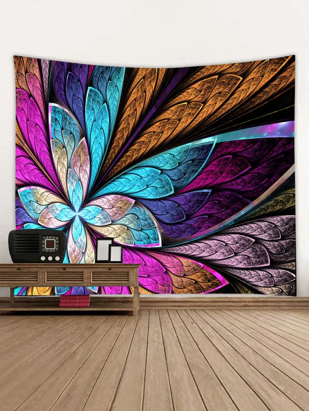 Креативный настенный коврик с 3D принтом в виде бабочки цветов бахромы радужной