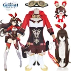 Genshin ударный Янтарный карнавальный костюм, игровой парик, темно-коричневые волосы, янтарный милый кролик, кукла, плюшевая мягкая игрушка, костюм на Хэллоуин
