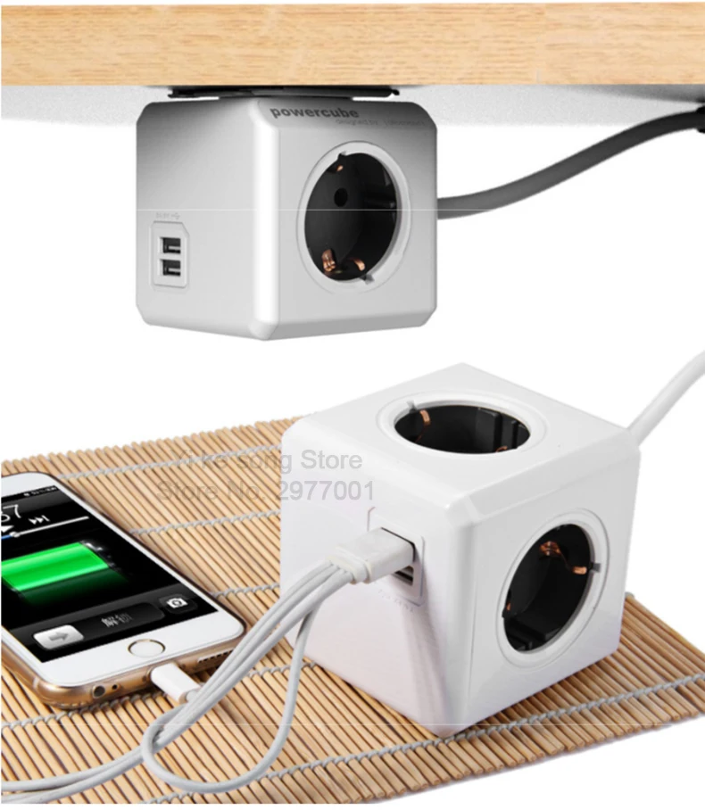 Allocacoc умный дом вилка электронный блок питания ЕС розетка Зарядка 2 USB 4 розетки стандартный разъем интерфейс расширение