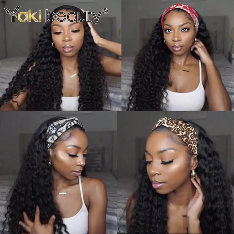 

Long Afro Kinky Curly Headband Wig Heat Resistant Synthetic Women's Headband Wig Black Hair Wig For Black Women By Yaki Beauty