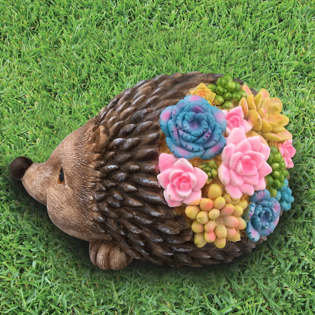 

Garden Decoration Solar Powered With Succulents Gift Hedgehog Figurine Miniature Succulent Hedgehog Shaped Solar Lawn Lamp