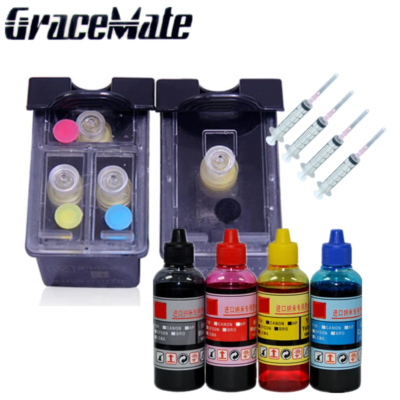 400 мл заправляемые чернила и 62 многоразового набора чернильных картриджей
