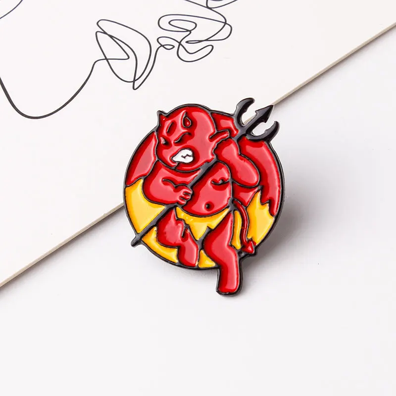 

Flame Demon Enamel Pins Red Hell Shura Badge Brooches Denim Clothes Bag Lapel pin Fashion Jewelry Gift For Friends Men