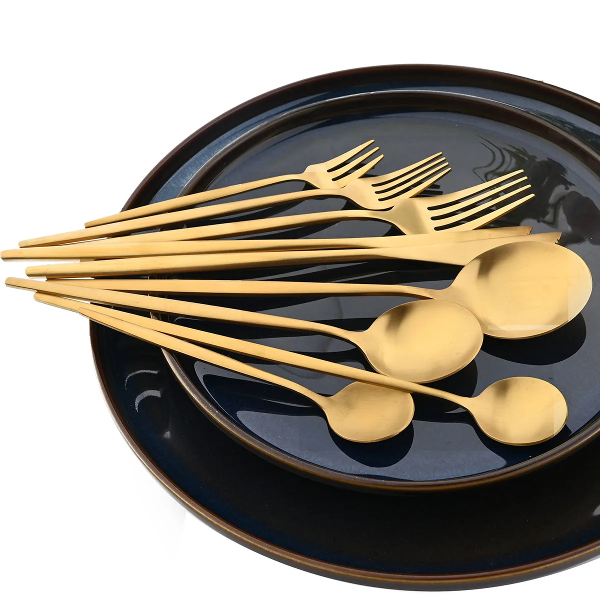 

JANKNG Gold Matte Knife Fork Spoon Tableware Stainless Steel Dinnerware Set Chopstick Kitchen Flatware Silverware Luxury Cutlery