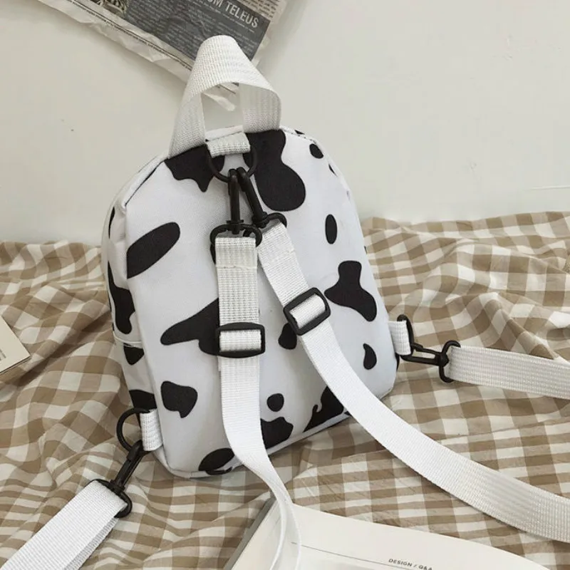 Мини-рюкзак женский с коровьим узором Милый Повседневный холщовый Универсальный