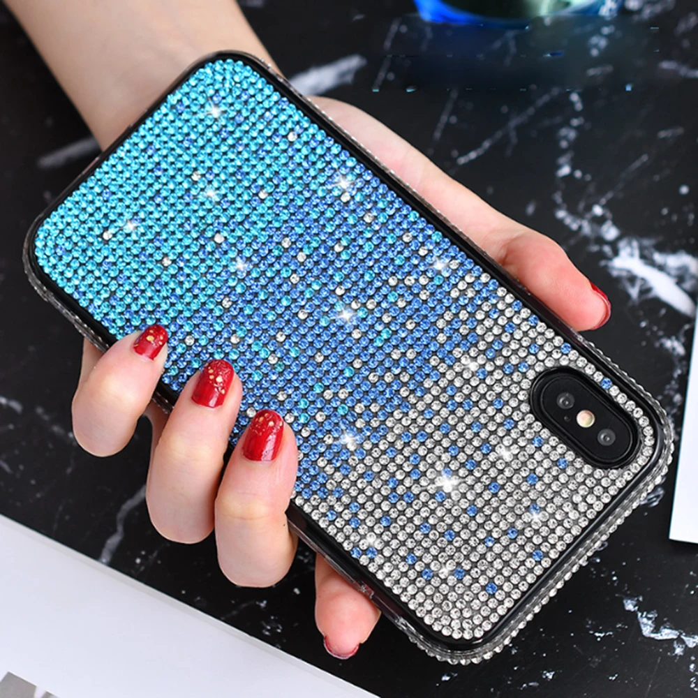 Роскошный Блестящий Алмазный градиентный цветной чехол для Apple iPhone 7 6s 8 Plus X XS 11 pro