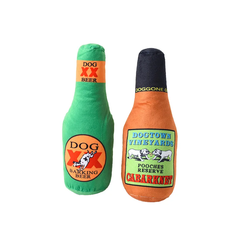 

Креативные игрушки для собак, плюшевая заполненная пивная бутылка, игрушка, пищалка для питомцев, устойчивая к укусам, игрушка для жевания, ...