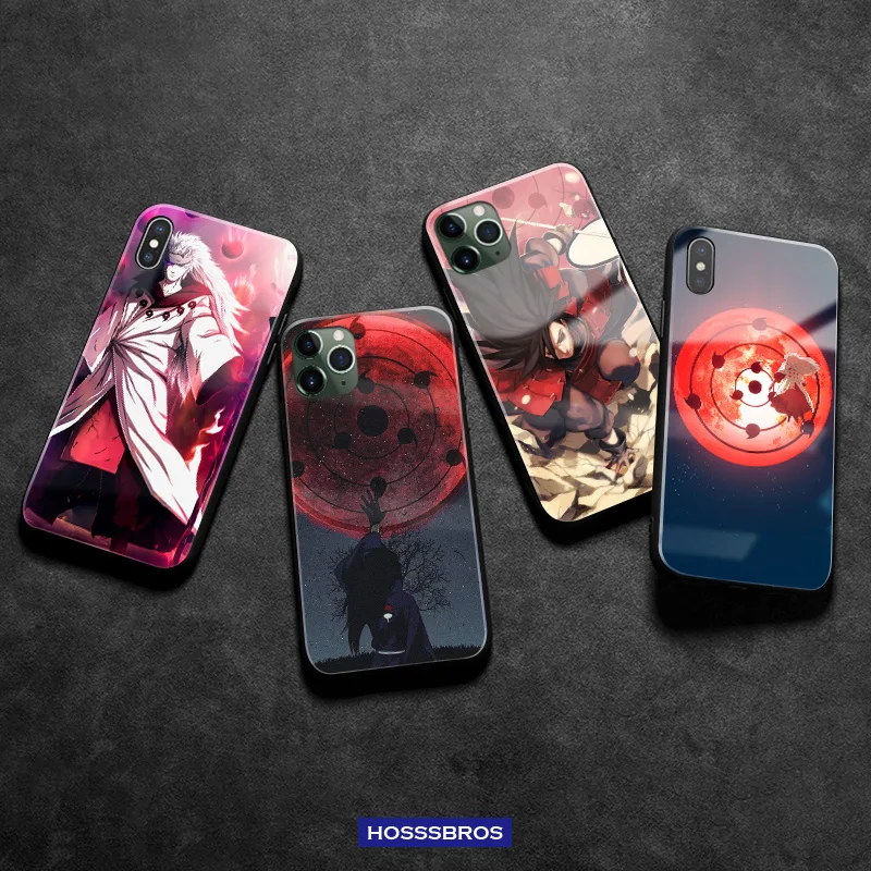 Мягкий силиконовый стеклянный чехол для телефона Madara Uchiha Shippuden с аниме iPhone SE 6 6s 7 8