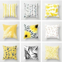 yellow geometric throw pillow case yellow chevron grid leaves check cushion covers for home sofa chair decorative pillowcases