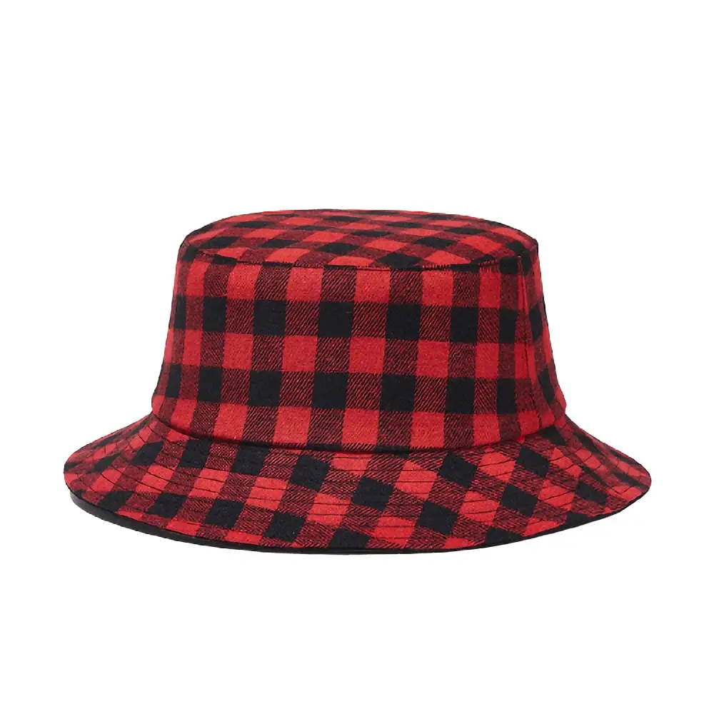 

Fasbys Plaid Bucket Hats Unisex Double-Side-Wear Cotton Travel Beach Outdoor Cap Sports Sun Hats