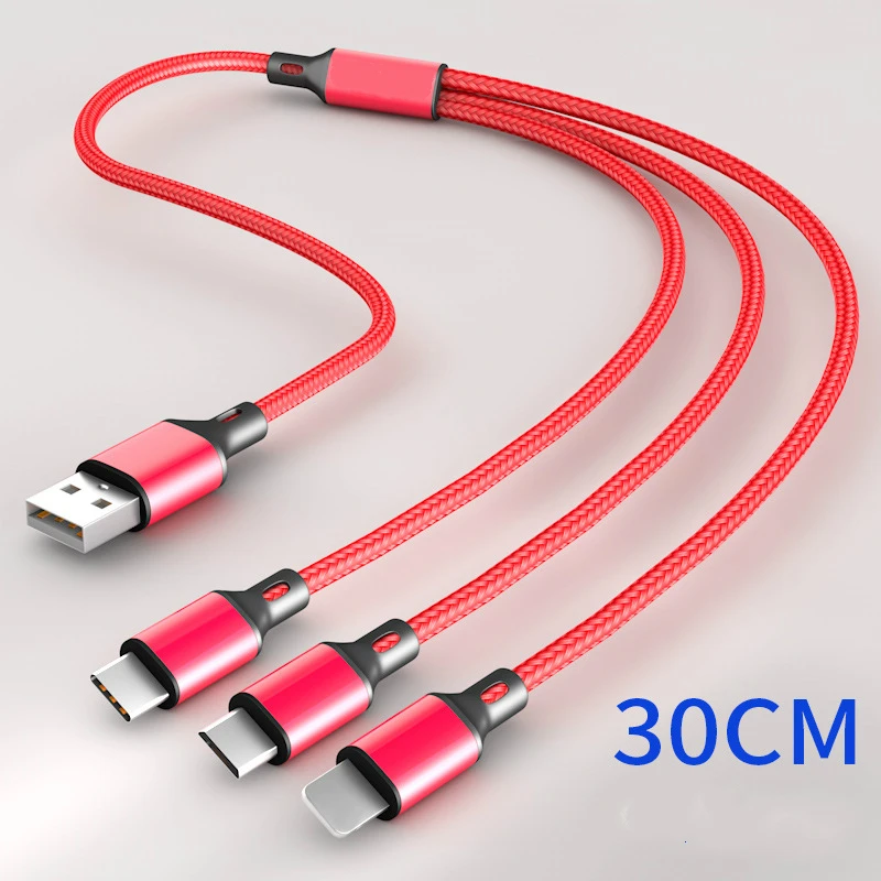 Mzxtby 30 см 3in1 USB кабель для передачи данных для IPhone samsung huawei Honor Xiaomi RedMi Micro USB Type C кабель для быстрой зарядки кабель для зарядки телефона