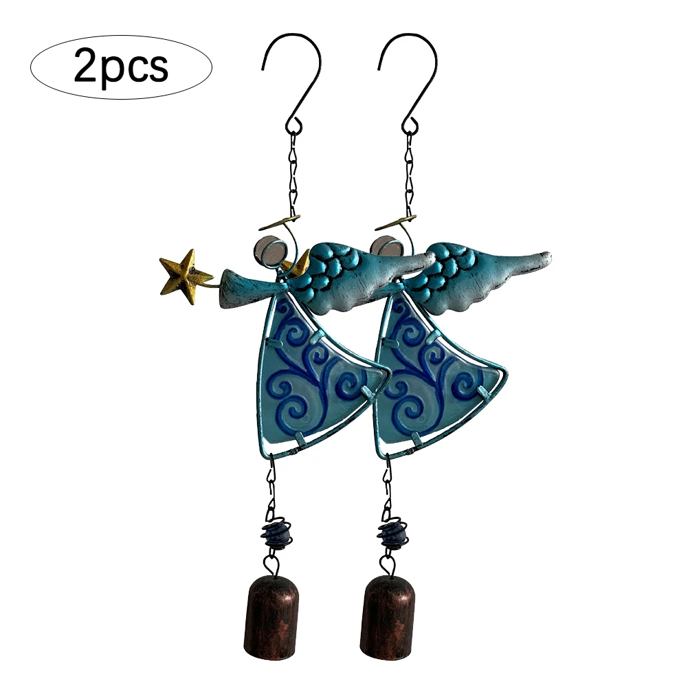 

2 PCS Metal Wind Chime Angel Iron Bell Wind Chimes Hanging Porch Balcony Pendant Wind Bell Yard Garden Outdoor Living Decoration
