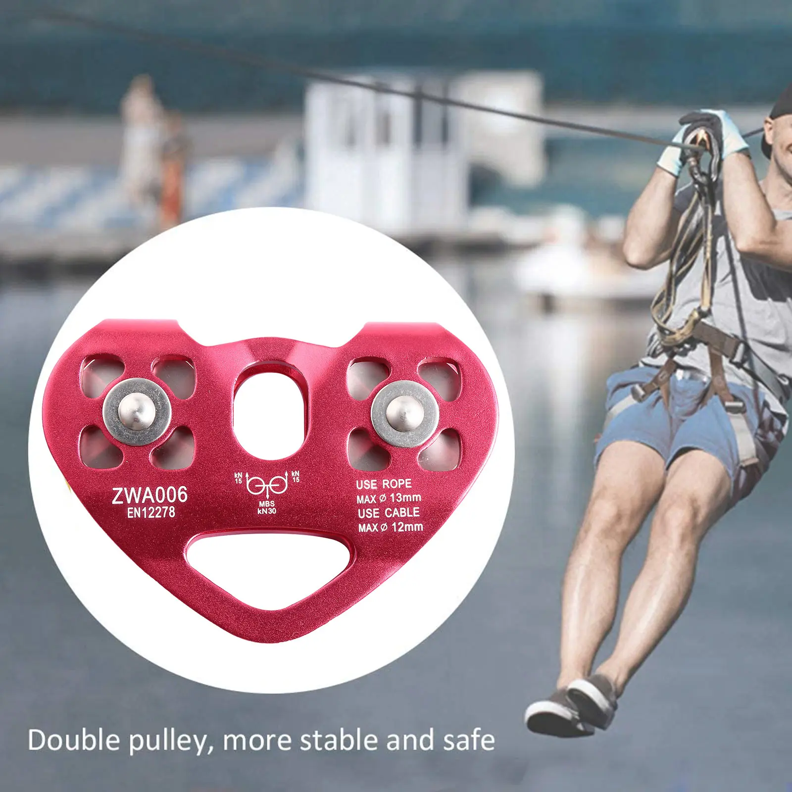 

Стальной трос с двумя шкивами в форме сердца для скалолазания, 13 мм, устройство для скалолазания, высокоскоростная тележка Zipline 30KN