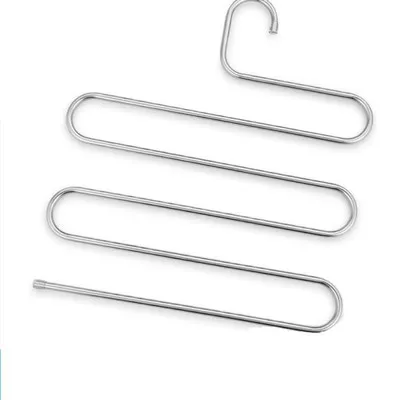 1pcs 1 шт. из нержавеющей стали шкаф для хранения S Тип штаны брюки вешалка Многоуровневая одежда полотенце стеллаж для хранения шкаф Экономия пространства - Цвет: 1pcs