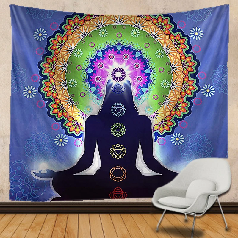 Гобелен с статуей Будды гобелен мандалой настенная ткань Йога хиппи хорошее
