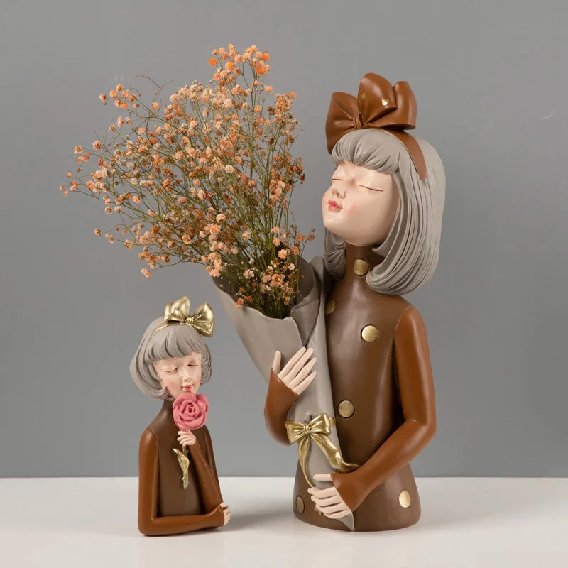 

Nordic ins modern girl creative bouquet resin sculpture living room TV cabinet desktop flower arrangement decoration ornaments