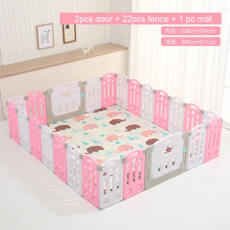 Pink Total 24pcs Супер Роскошный детский манеж с бесплатным ковриком, детский манеж для детей, детская игровая площадка для помещений, детский шариковый манеж для игры в бассейн - Цвет: Pink Total 24pcs