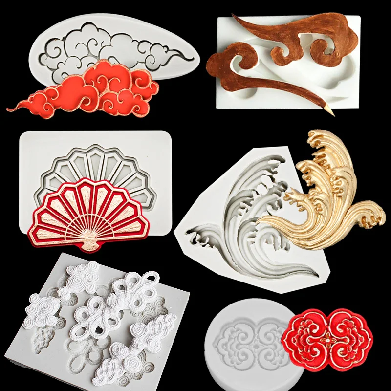 Antique Chinese Style Cloud Silicone Mold Designer DIY 3D Clay Modeling Plaster Casting Moldes De Silicona Para Resina Epoxi